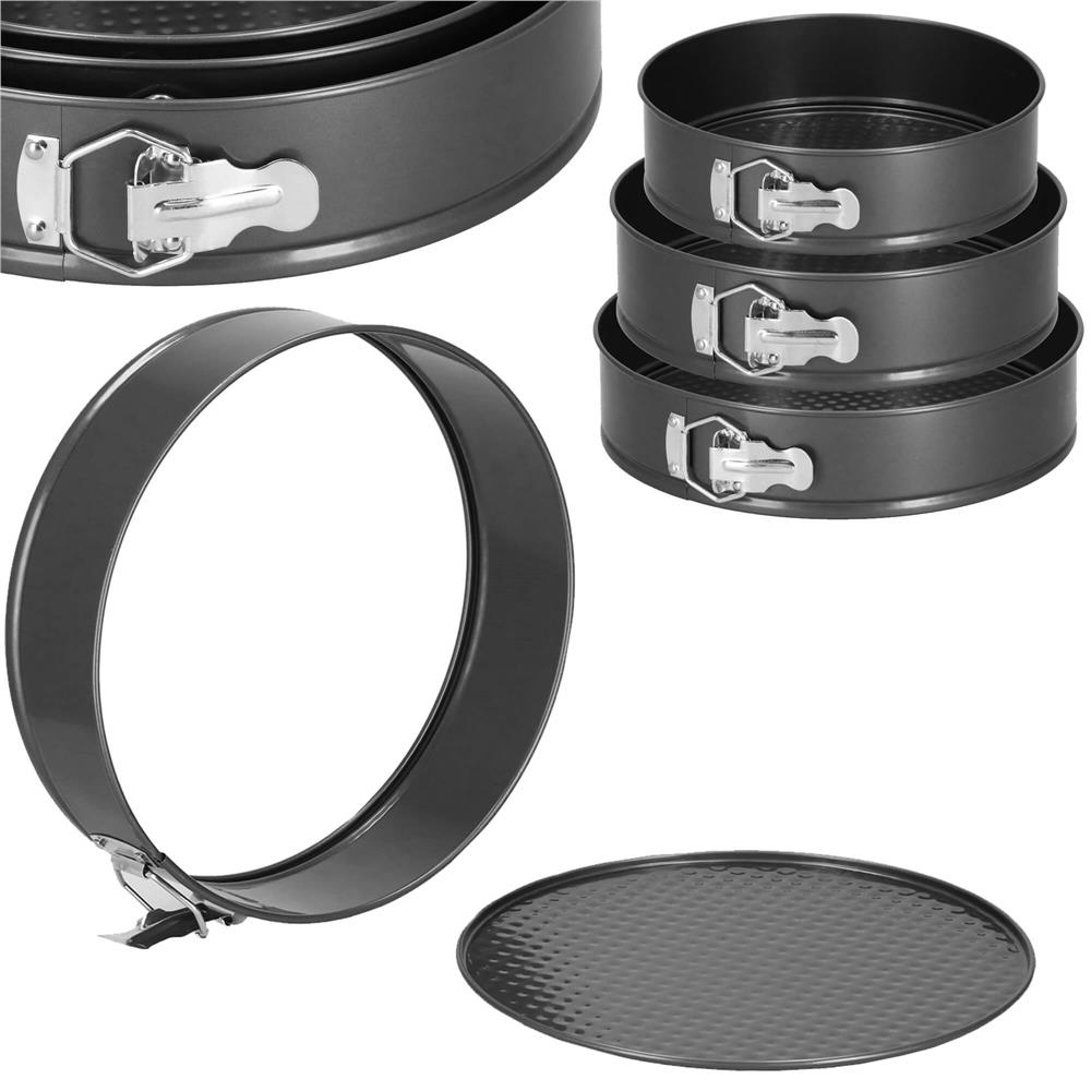 Set 3 forme de copt, 27, 25 si 23 cm, cu fund detasabil, gri Household NewTrend