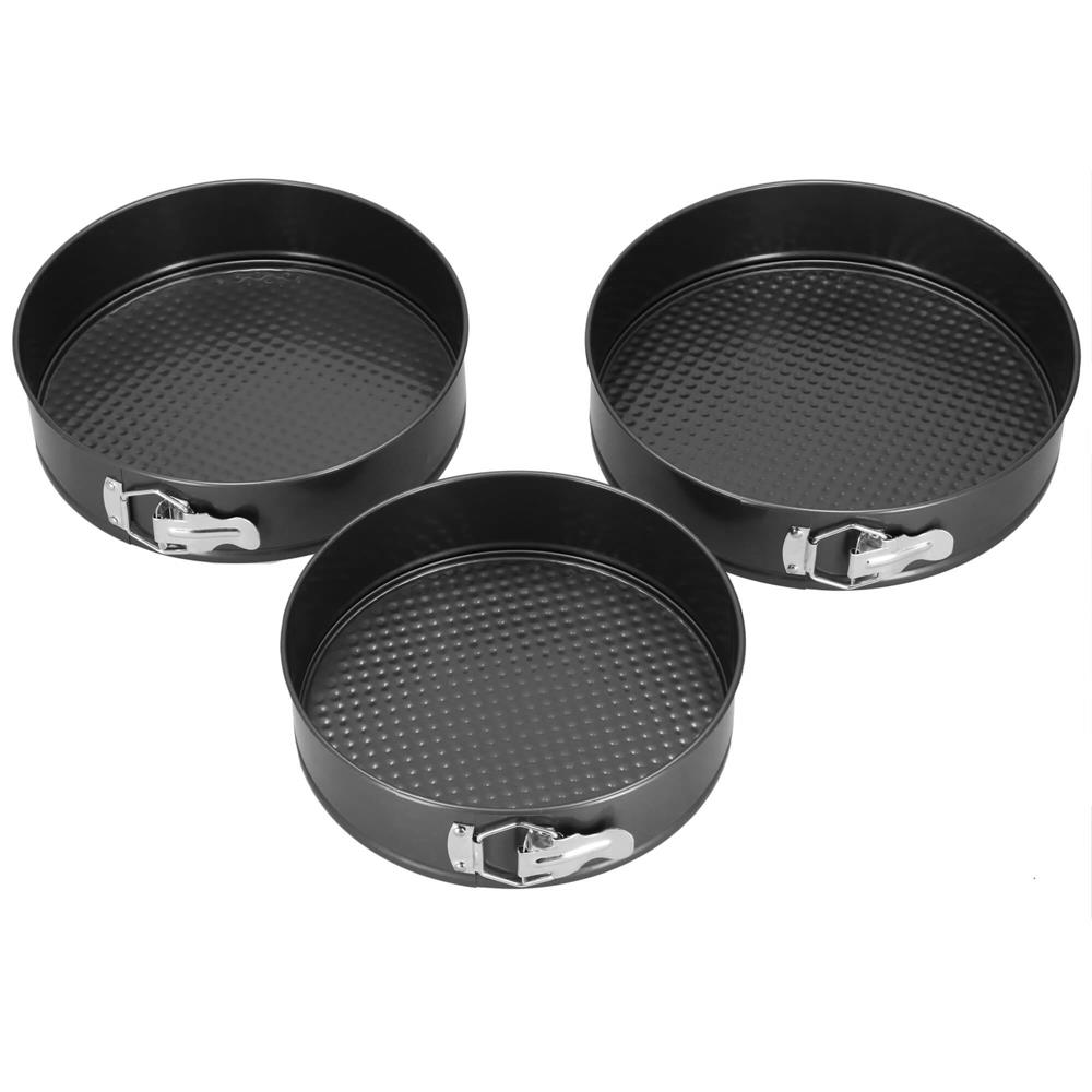 Set 3 forme de copt, 27, 25 si 23 cm, cu fund detasabil, gri Household NewTrend