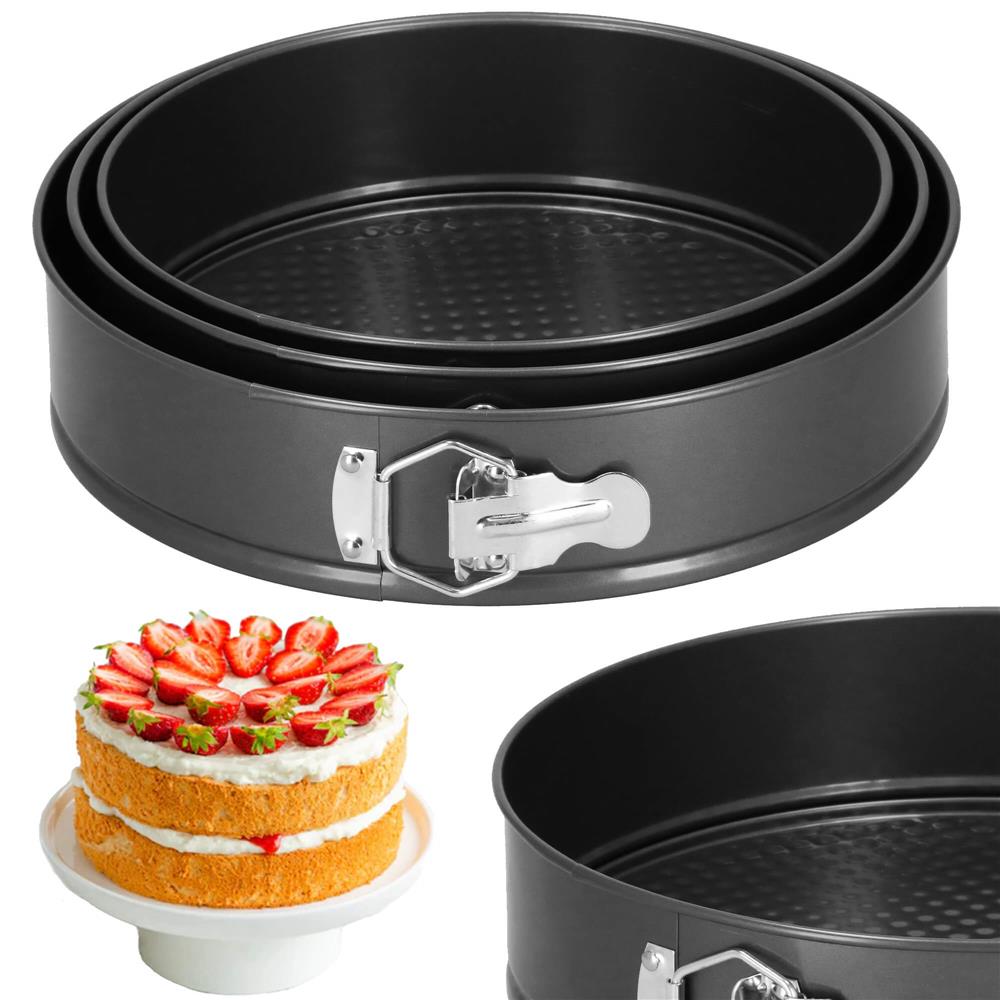 Set 3 forme de copt, 27, 25 si 23 cm, cu fund detasabil, gri Household NewTrend