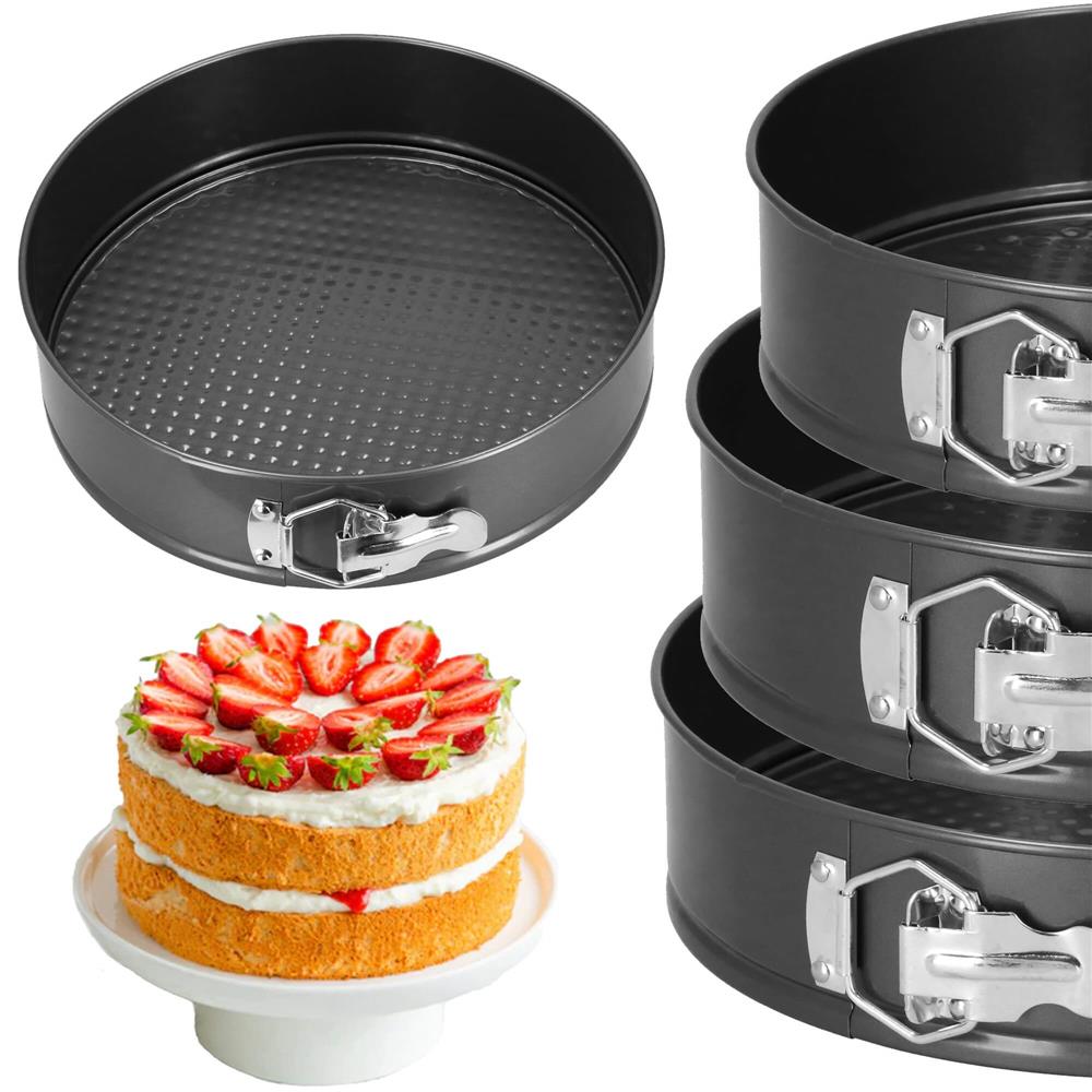 Set 3 forme de copt, 27, 25 si 23 cm, cu fund detasabil, gri Household NewTrend