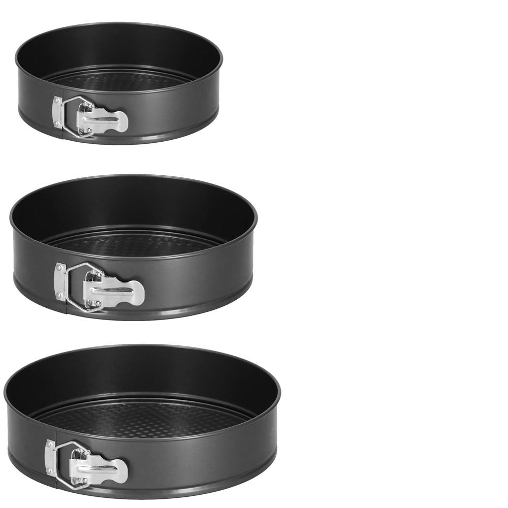 Set 3 forme de copt, 27, 25 si 23 cm, cu fund detasabil, gri Household NewTrend