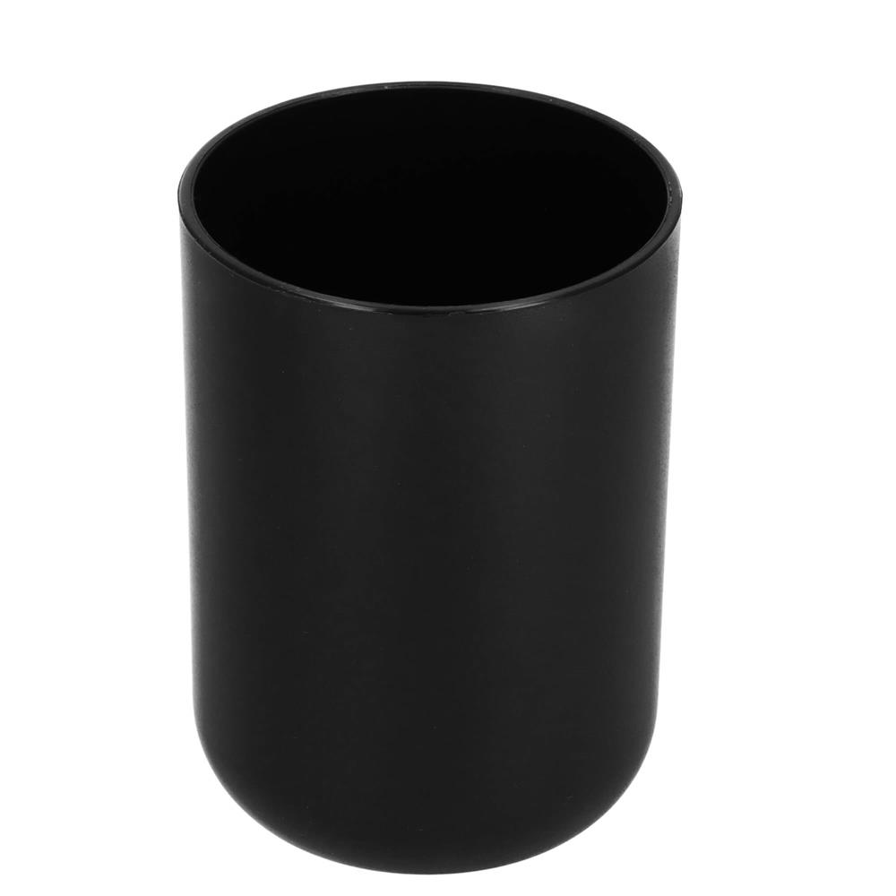 Set de accesorii rotunde pentru baie din plastic cu elemente bambus, 6 piese, negru Household NewTrend