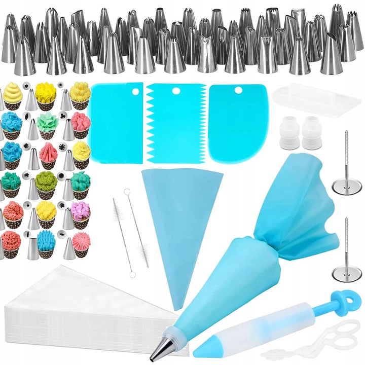 Set patiserie, 83 piese cu sabloane pentru ornarea prajiturilor Household NewTrend