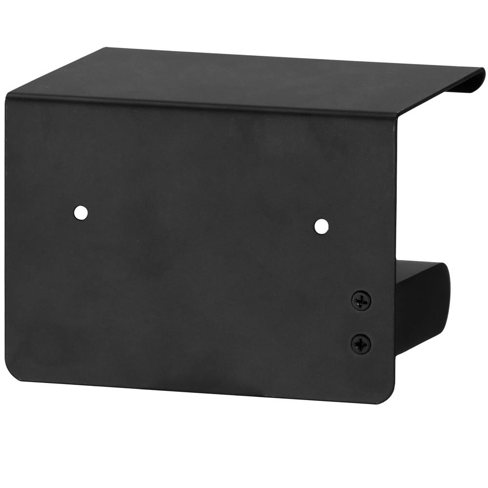 Suport hartie igienica din otel cu raft depozitare, prindere fara gaurire, 14cm, negru Household NewTrend