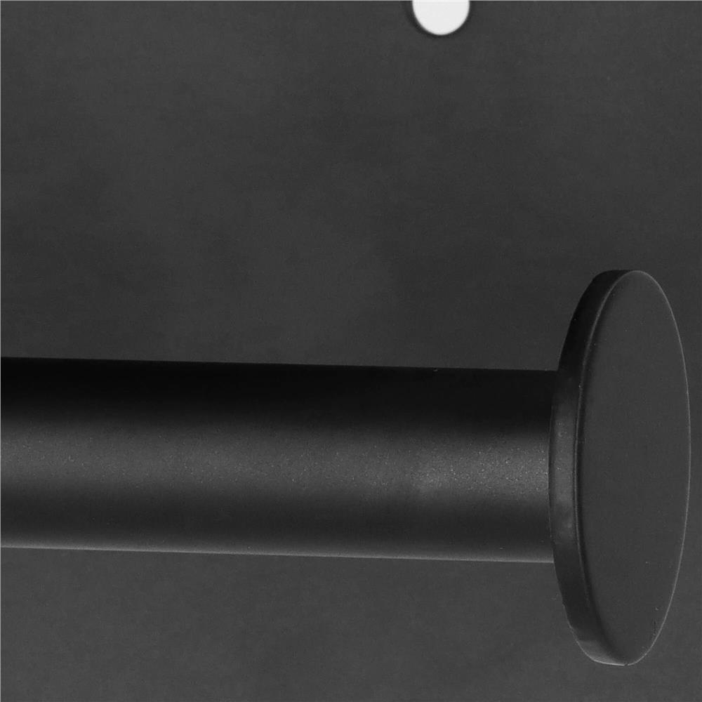Suport hartie igienica din otel cu raft depozitare, prindere fara gaurire, 14cm, negru Household NewTrend