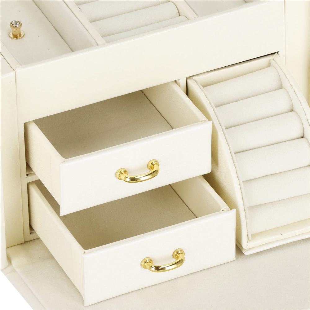 (DL) Cutie depozitare si organizare bijuterii, MDF, piele ecologica, 17,5 x 12 x 13,5 cm., crem Household NewTrend