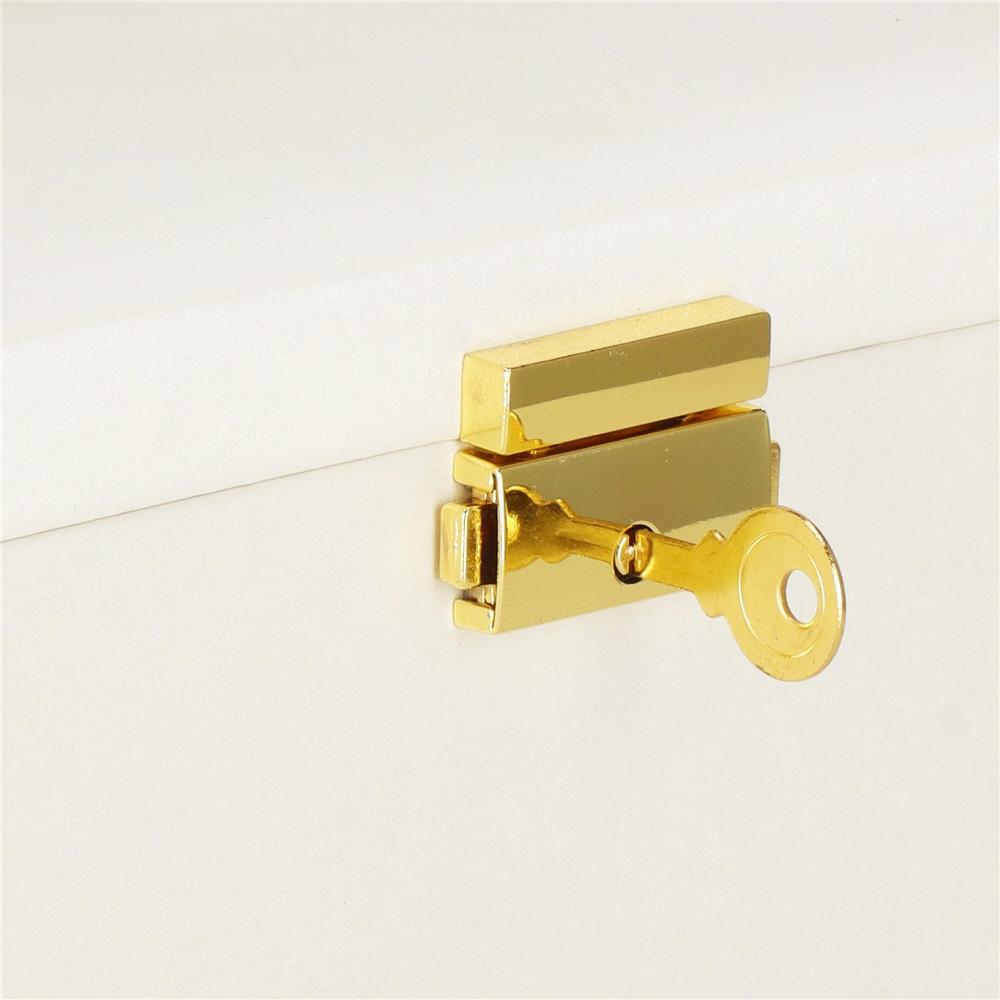 (DL) Cutie depozitare si organizare bijuterii, MDF, piele ecologica, 17,5 x 12 x 13,5 cm., crem Household NewTrend