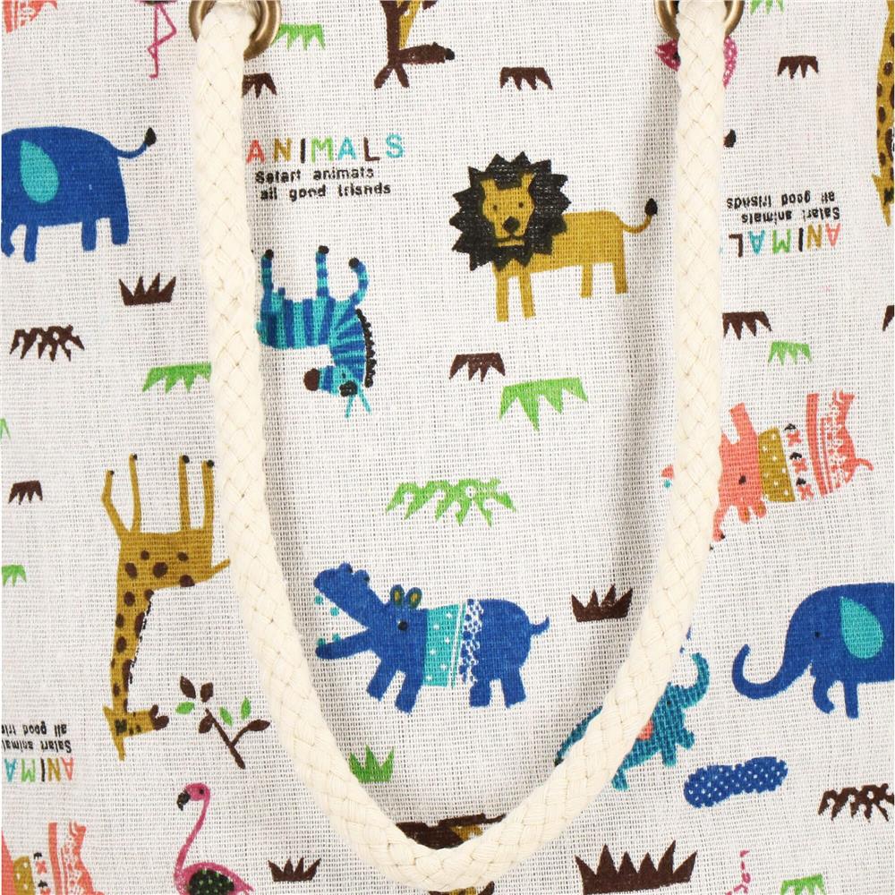 Cos depozitare haine sau jucarii, 30x30 cm, bumbac si in, 27 l, animalute, alb Household NewTrend