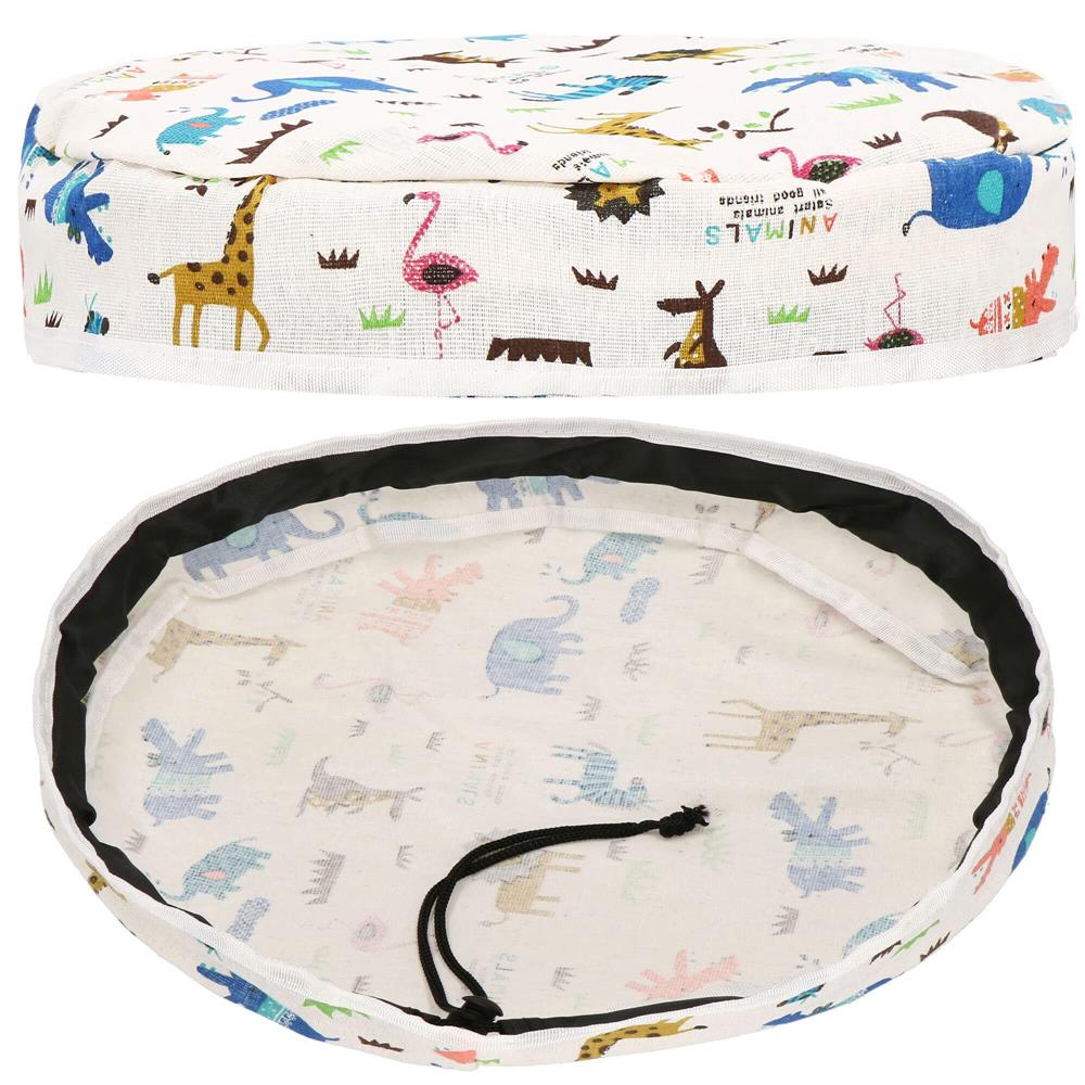 Cos depozitare haine sau jucarii, 30x30 cm, bumbac si in, 27 l, animalute, alb Household NewTrend