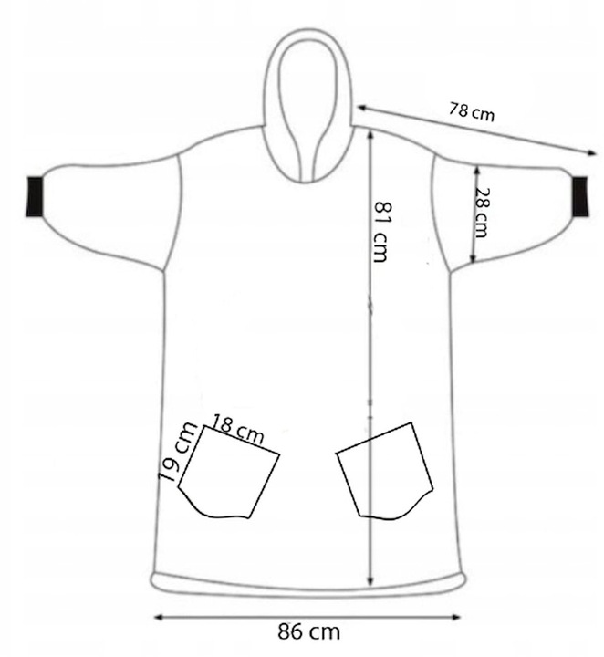 Patura tip hanorac, cu maneci, gluga si buzunare, material plus, marime universala, roz Household NewTrend