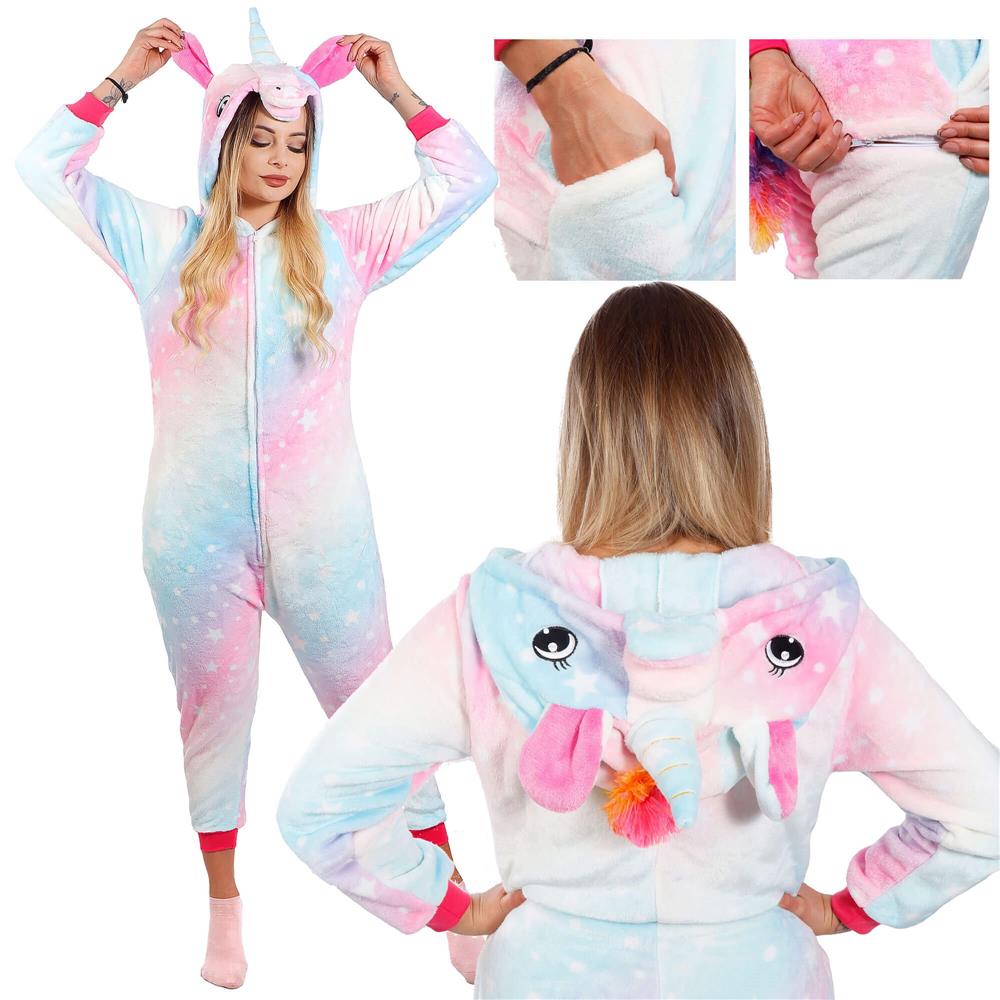Pijama tip salopeta pentru dama, model unicorn, marime S Household NewTrend