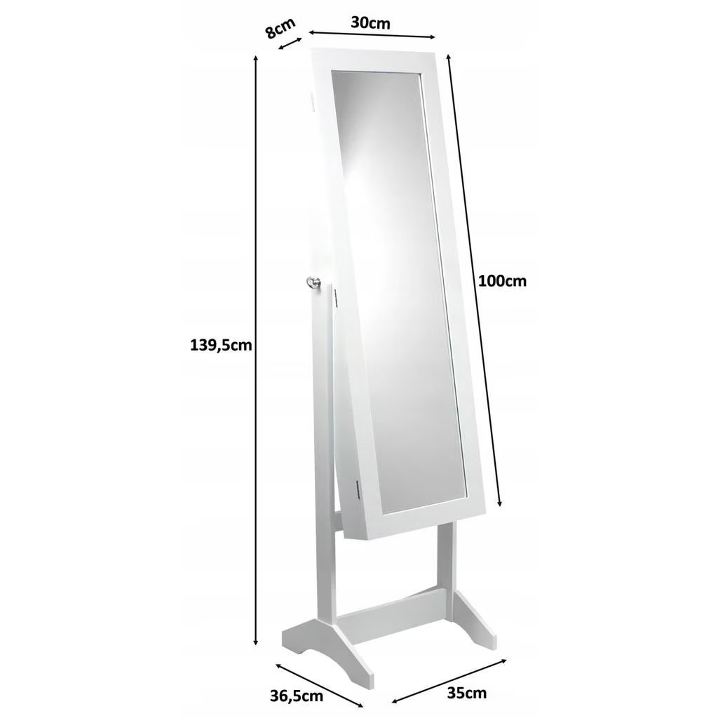 Dulap de toaleta cu oglinda si spatiu de depozitare bijuterii, 35x139cm, alb Household NewTrend