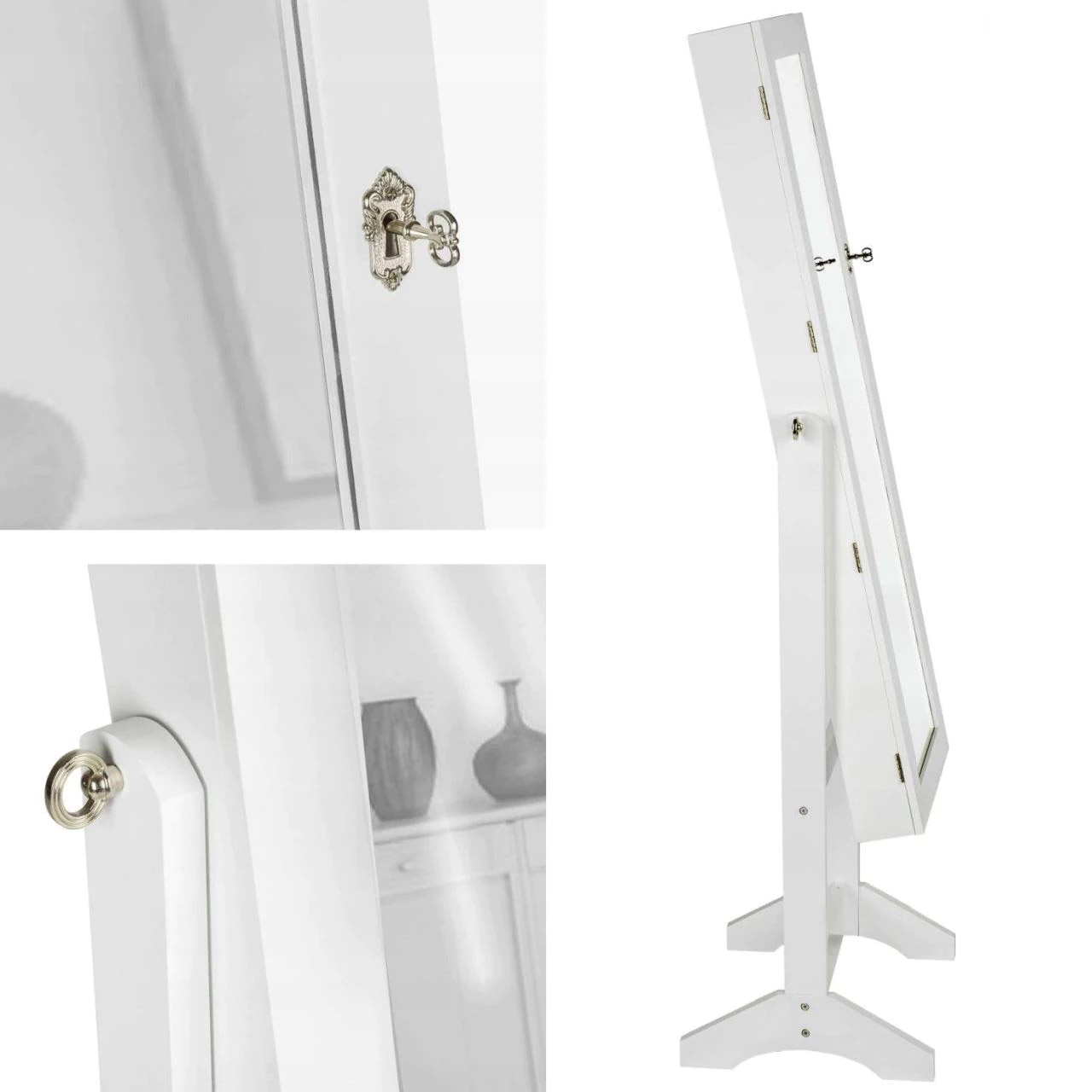 Dulap de toaleta cu oglinda si spatiu de depozitare bijuterii, 35x139cm, alb Household NewTrend