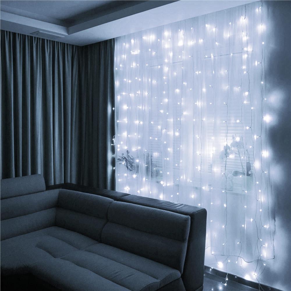 Ghirlanda luminoasa tip perdea 200 LED-uri, 2x2m, pentru interior, alimentare USB, alb Household NewTrend