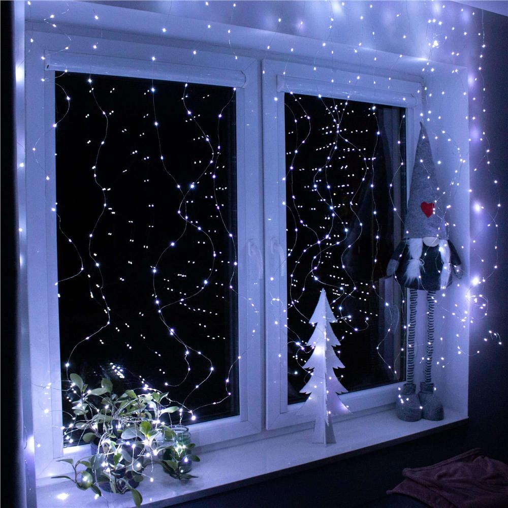 Ghirlanda luminoasa tip perdea 200 LED-uri, 2x2m, pentru interior, alimentare USB, alb Household NewTrend