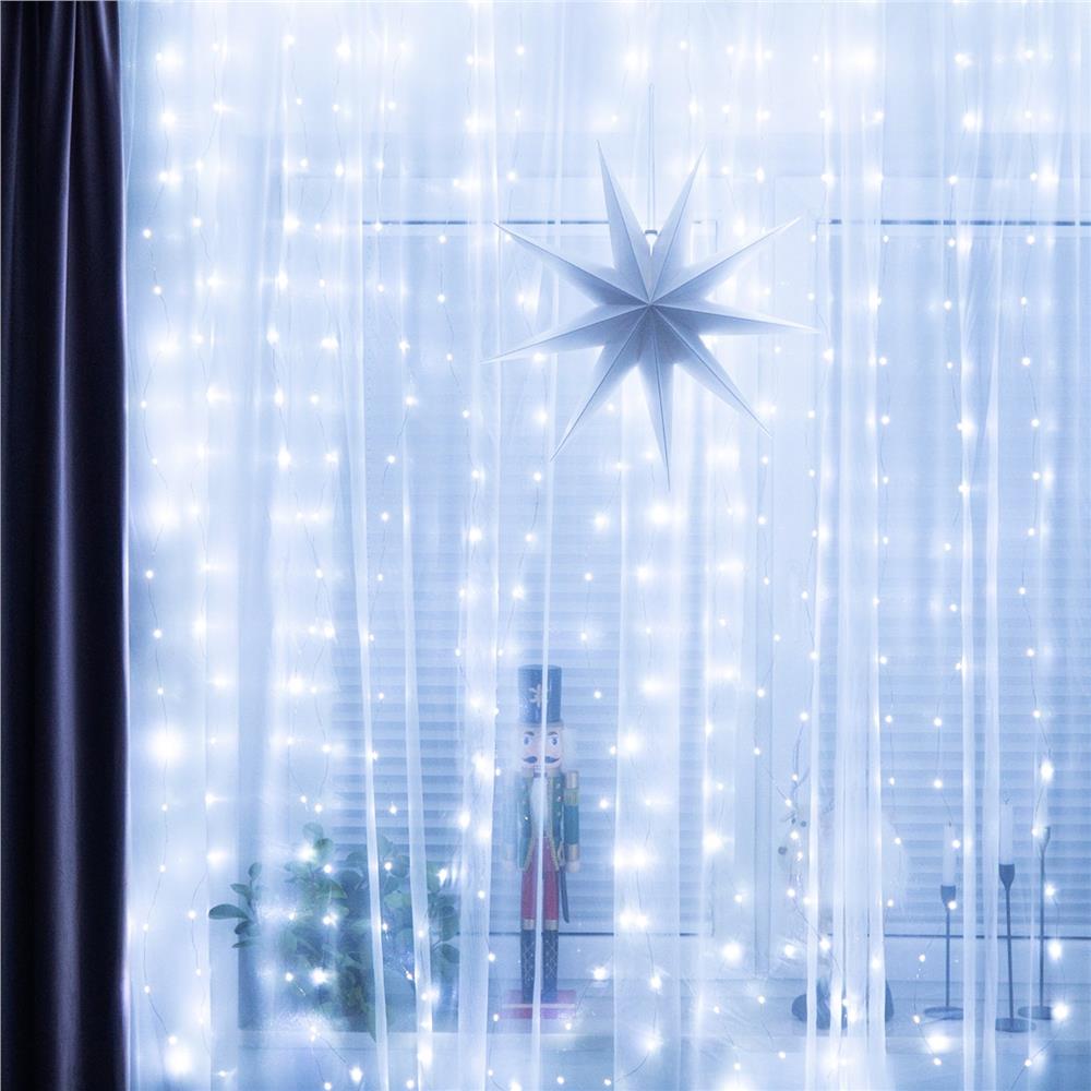 Ghirlanda luminoasa tip perdea 200 LED-uri, 2x2m, pentru interior, alimentare USB, alb Household NewTrend