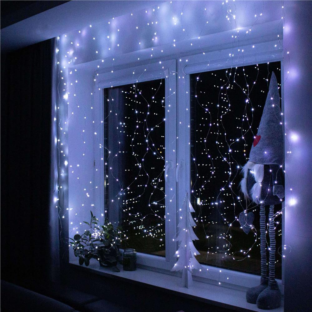 Ghirlanda luminoasa tip perdea 200 LED-uri, 2x2m, pentru interior, alimentare USB, alb Household NewTrend