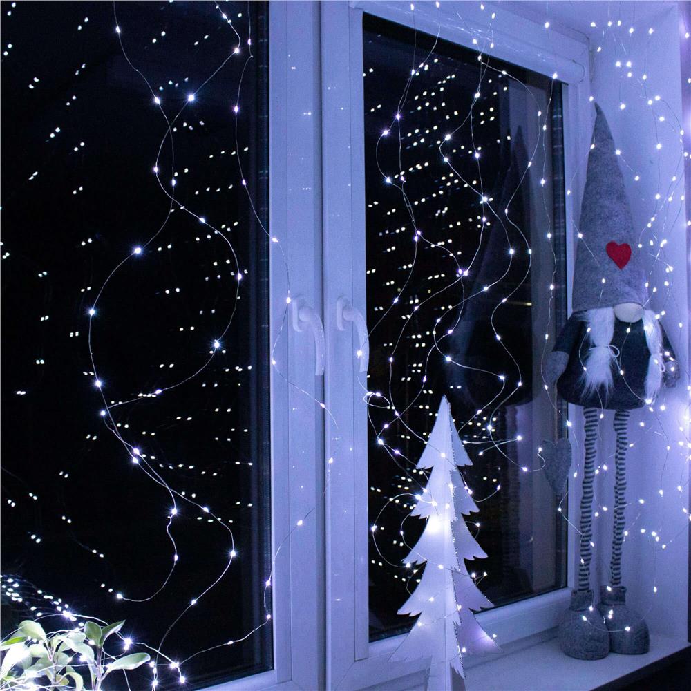 Ghirlanda luminoasa tip perdea 200 LED-uri, 2x2m, pentru interior, alimentare USB, alb Household NewTrend