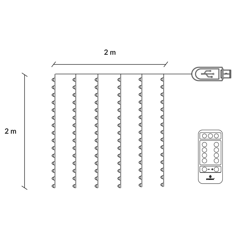 Ghirlanda luminoasa tip perdea 200 LED-uri, 2x2m, pentru interior, alimentare USB, alb Household NewTrend