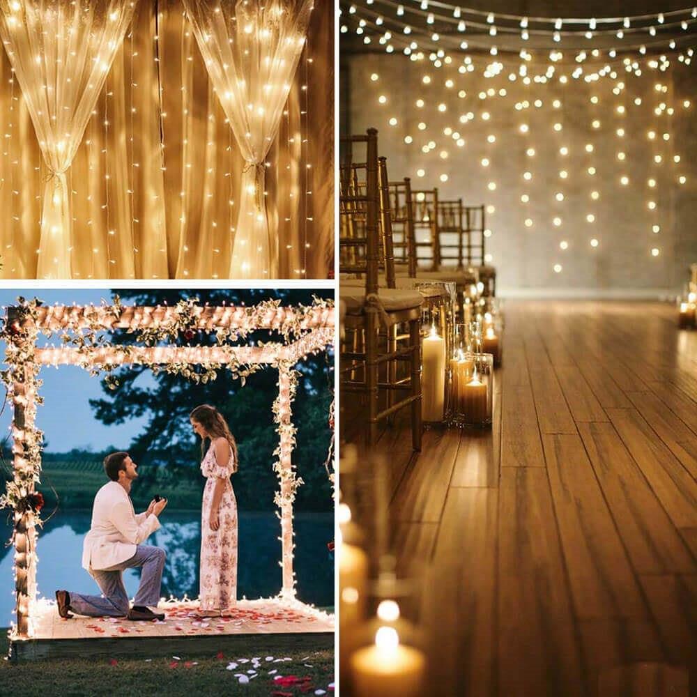 Ghirlanda luminoasa tip perdea 200 LED-uri, 2x2m, pentru interior, alimentare USB, alb cald (galben) Household NewTrend