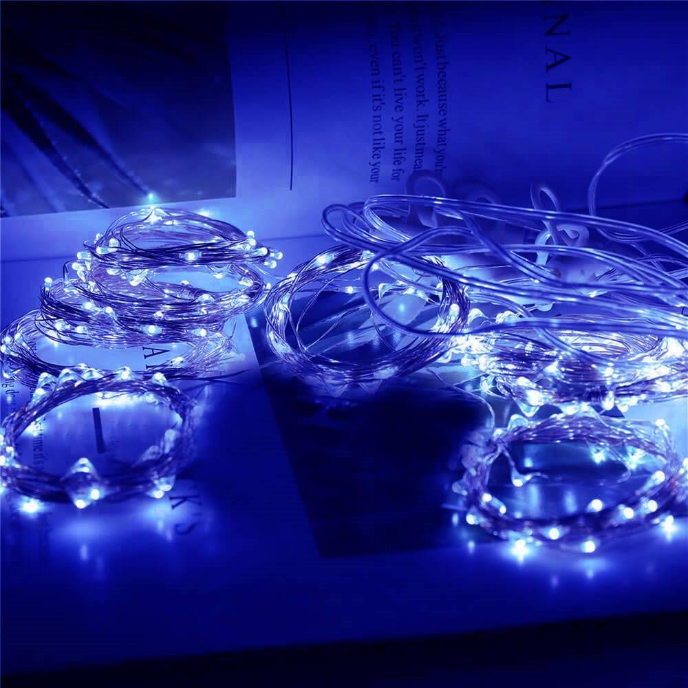 Ghirlanda luminoasa tip perdea 300 LED-uri, 3x3m, pentru interior, alimentare USB, albastru Household NewTrend
