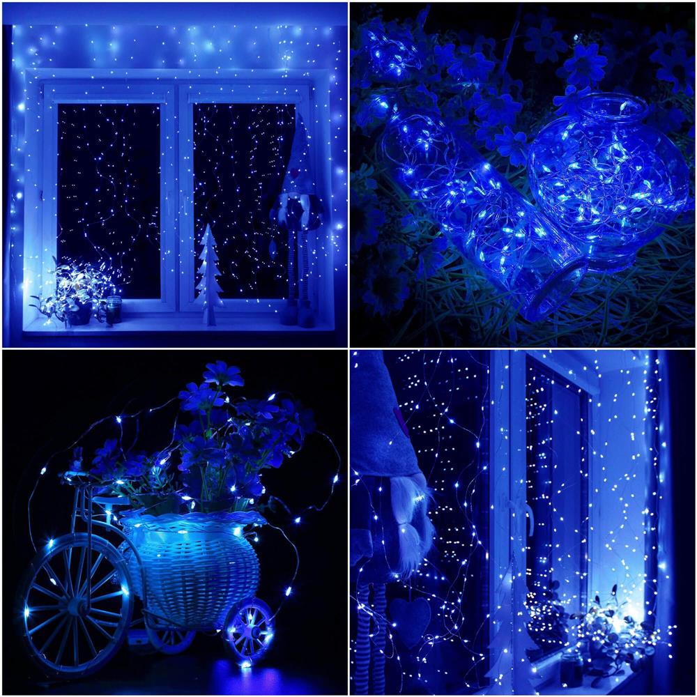 Ghirlanda luminoasa tip perdea 300 LED-uri, 3x3m, pentru interior, alimentare USB, albastru Household NewTrend