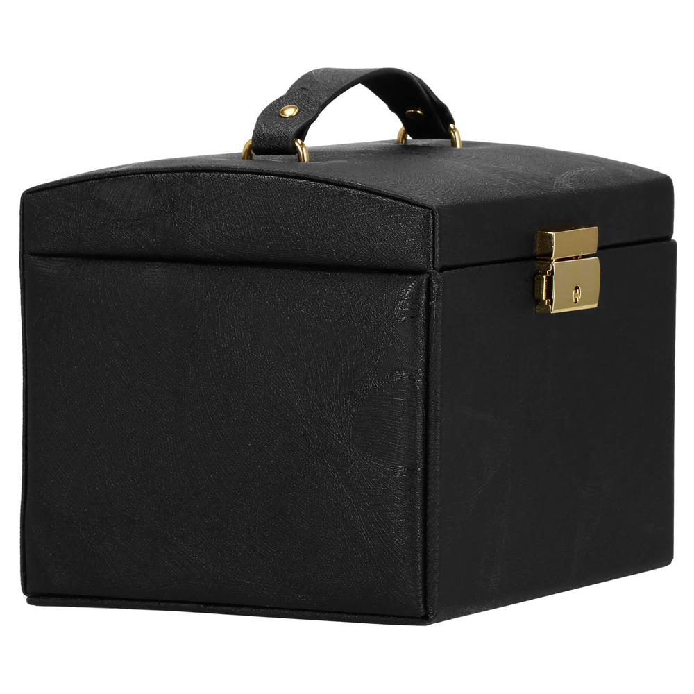 (DL) Cutie depozitare si organizare bijuterii, MDF, piele ecologica, 18 x 13,5 x 14cm, negru Household NewTrend