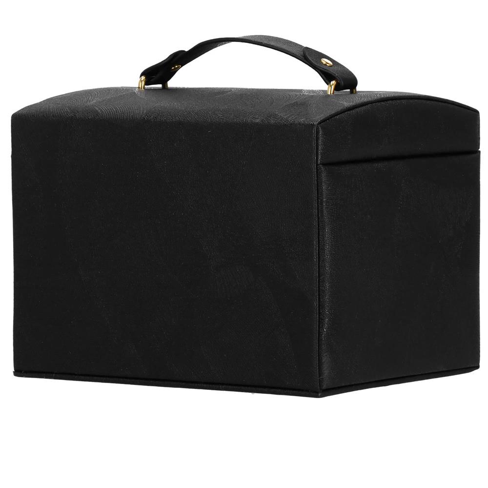 (DL) Cutie depozitare si organizare bijuterii, MDF, piele ecologica, 18 x 13,5 x 14cm, negru Household NewTrend