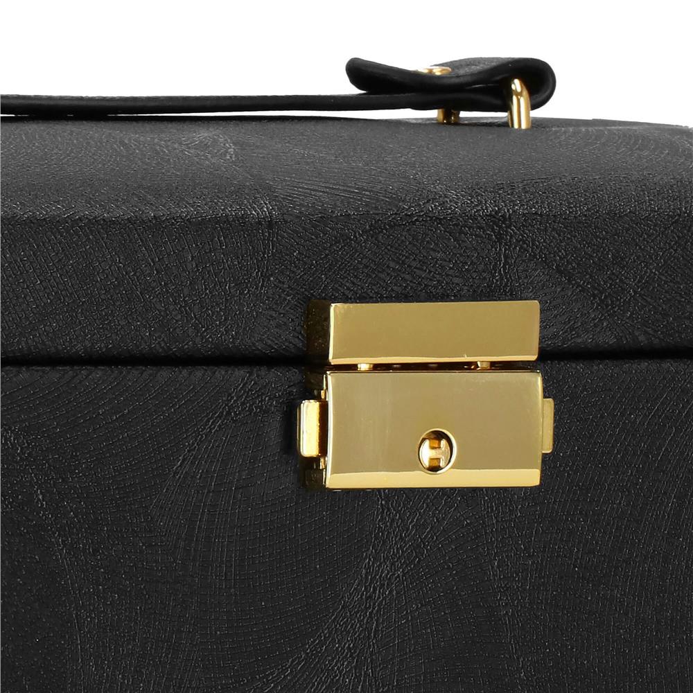 (DL) Cutie depozitare si organizare bijuterii, MDF, piele ecologica, 18 x 13,5 x 14cm, negru Household NewTrend