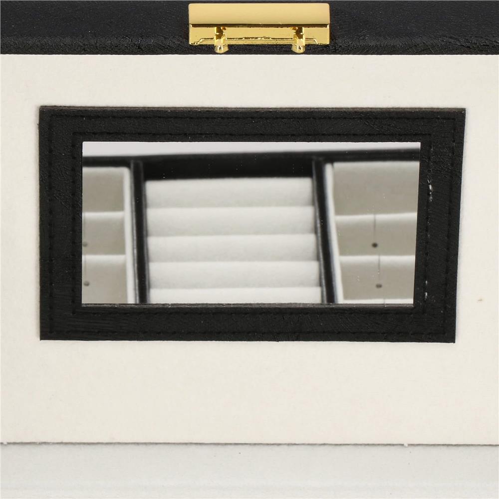 (DL) Cutie depozitare si organizare bijuterii, MDF, piele ecologica, 18 x 13,5 x 14cm, negru Household NewTrend