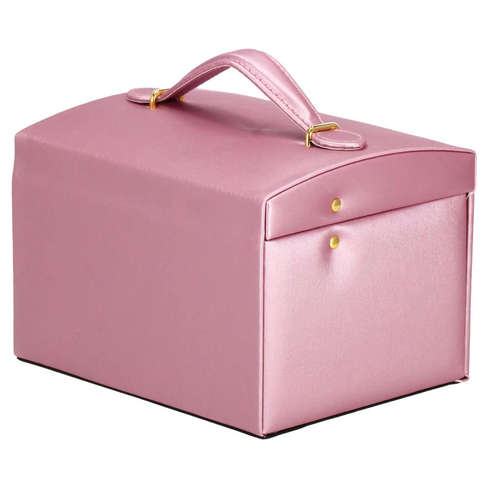 (DL) Cutie depozitare si organizare bijuterii, MDF, piele ecologica si velur, 17,5 x 14 x 12,5cm, roz Household NewTrend