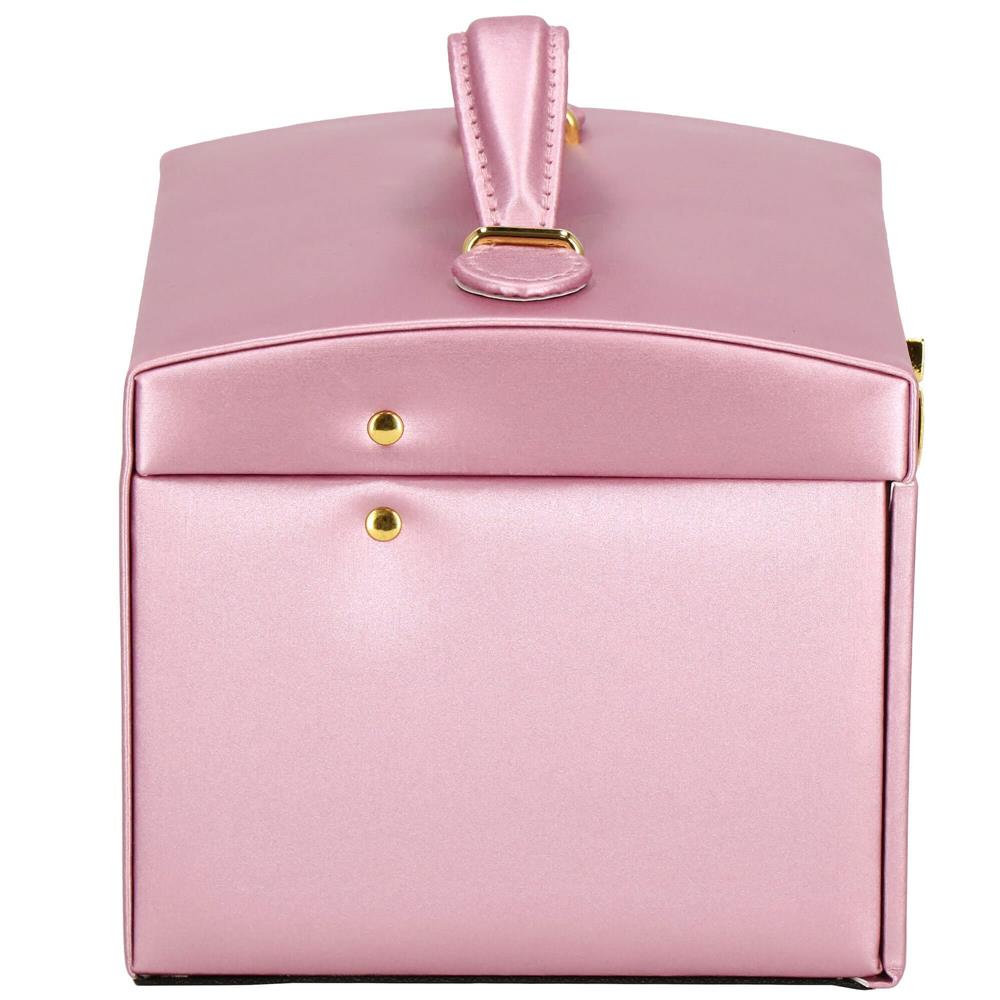 (DL) Cutie depozitare si organizare bijuterii, MDF, piele ecologica si velur, 17,5 x 14 x 12,5cm, roz Household NewTrend