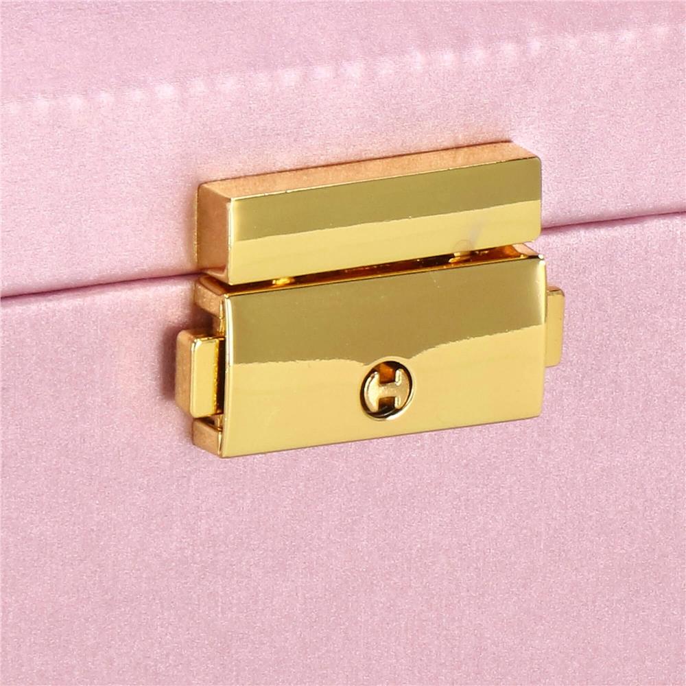 (DL) Cutie depozitare si organizare bijuterii, MDF, piele ecologica si velur, 17,5 x 14 x 12,5cm, roz Household NewTrend