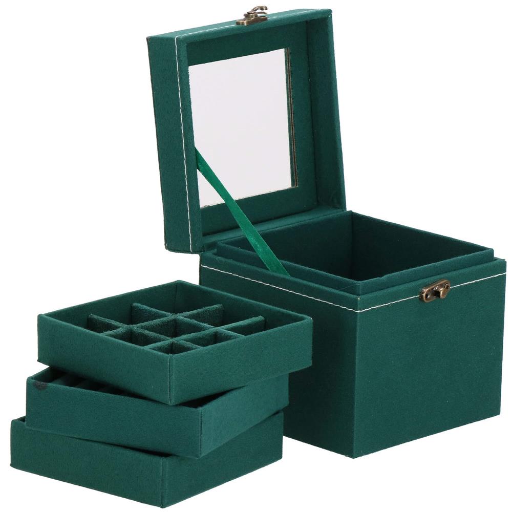(DL) Cutie depozitare si organizare bijuterii, velur, 12x 12 x 12 cm, verde Household NewTrend