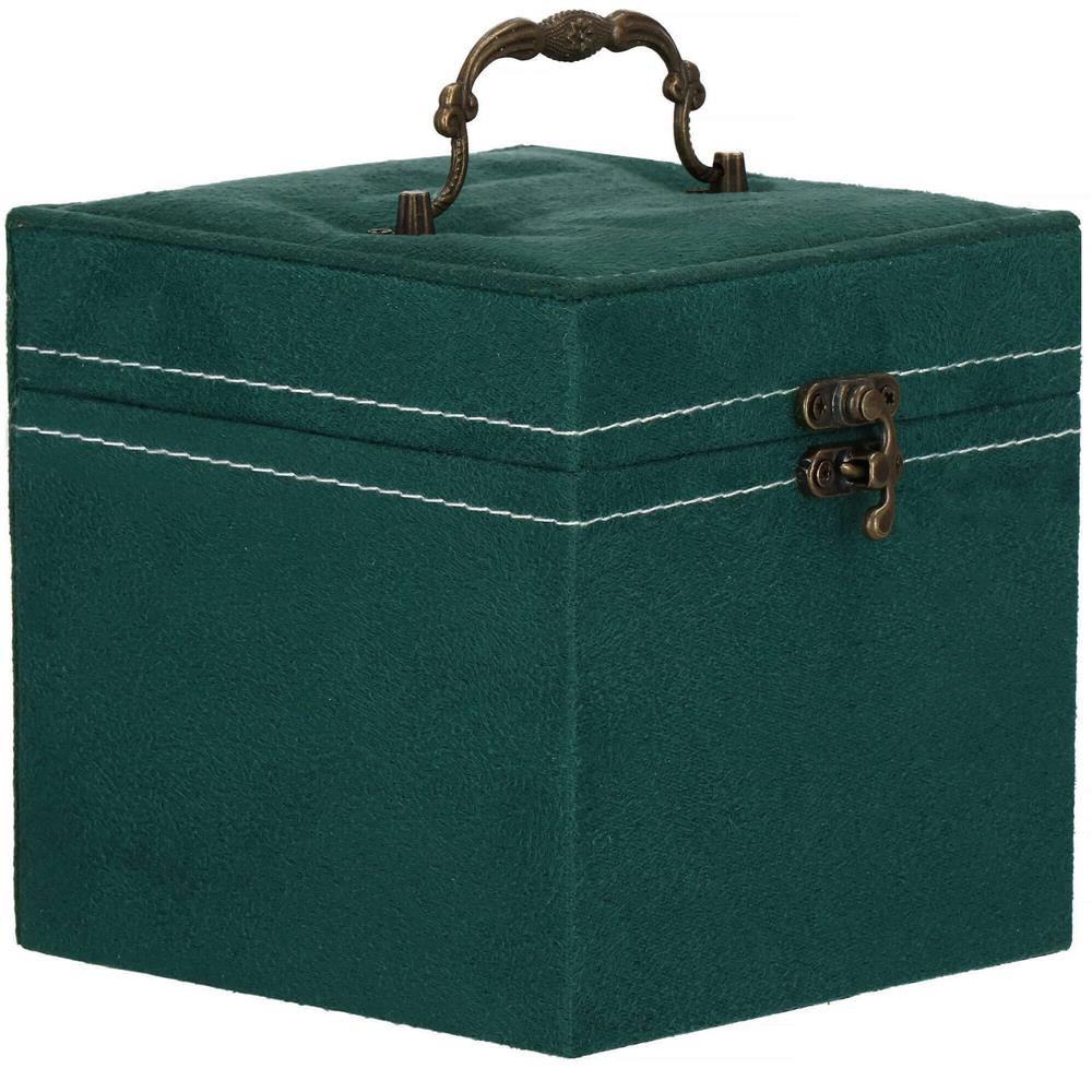 (DL) Cutie depozitare si organizare bijuterii, velur, 12x 12 x 12 cm, verde Household NewTrend