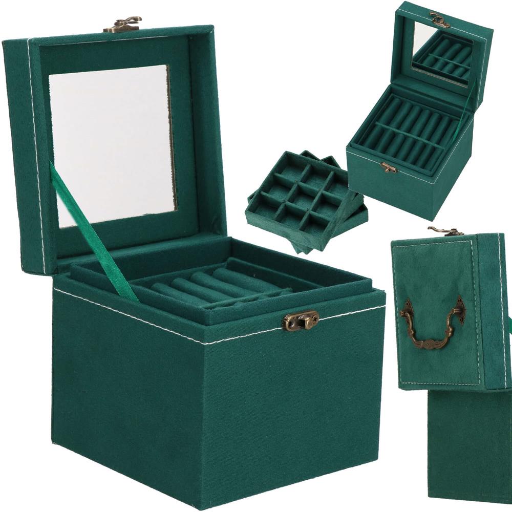 (DL) Cutie depozitare si organizare bijuterii, velur, 12x 12 x 12 cm, verde Household NewTrend