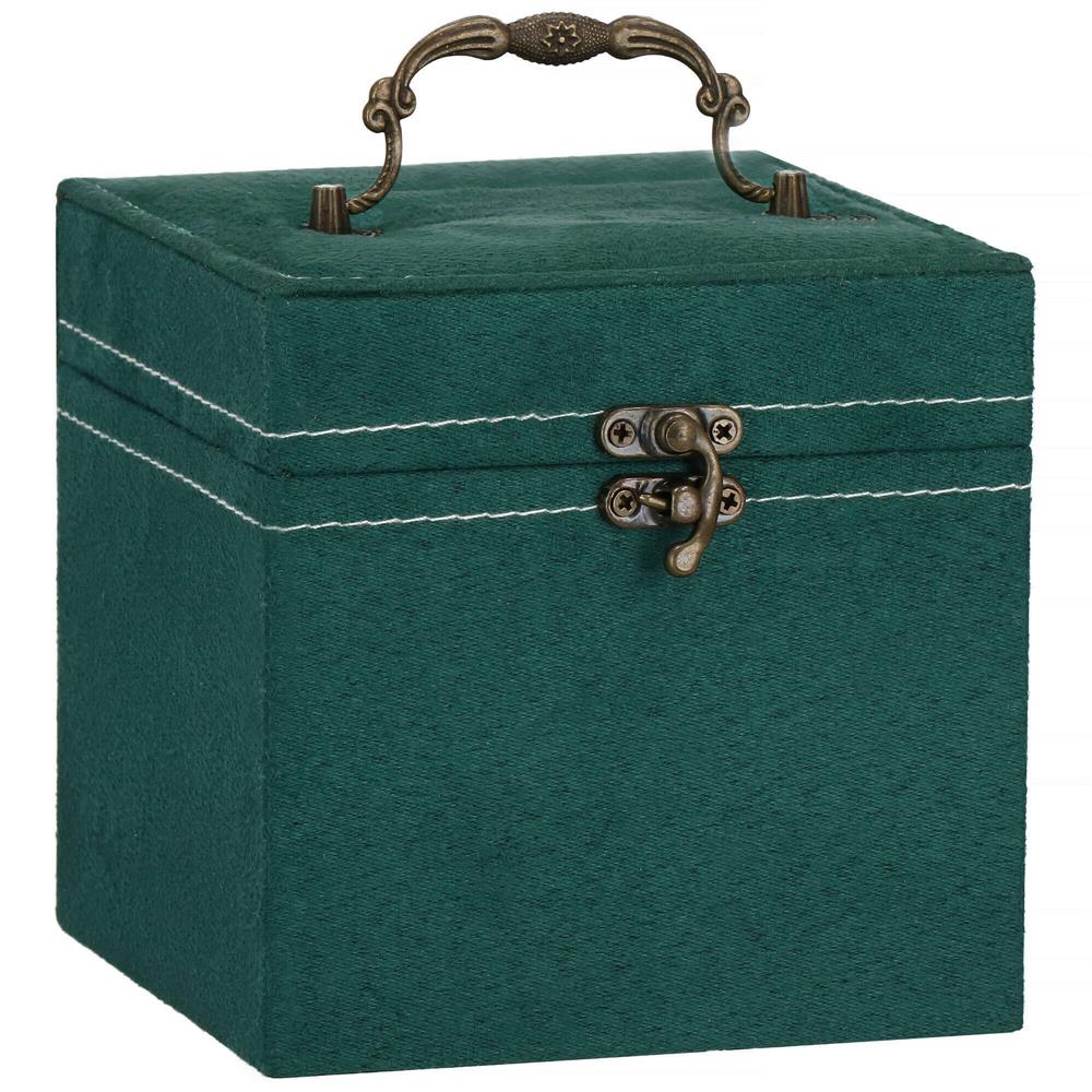 (DL) Cutie depozitare si organizare bijuterii, velur, 12x 12 x 12 cm, verde Household NewTrend