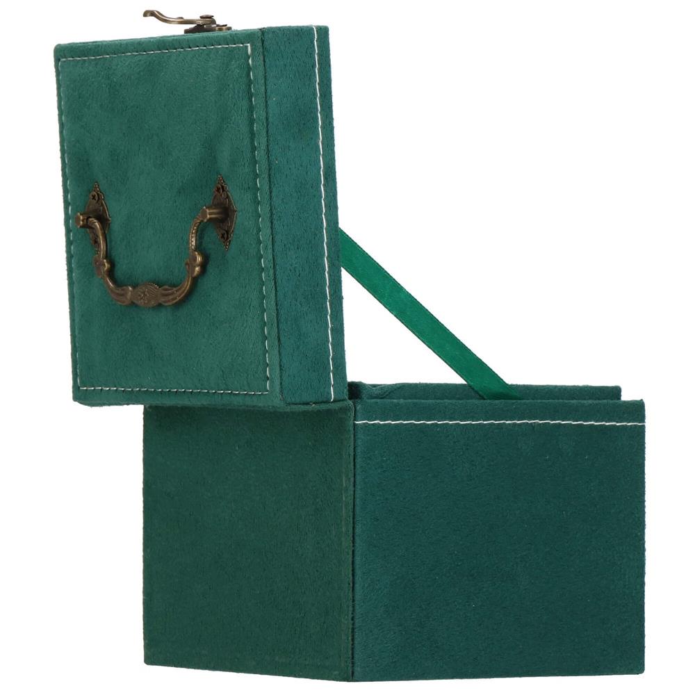 (DL) Cutie depozitare si organizare bijuterii, velur, 12x 12 x 12 cm, verde Household NewTrend