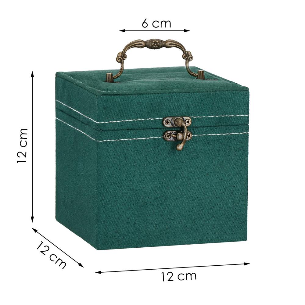 (DL) Cutie depozitare si organizare bijuterii, velur, 12x 12 x 12 cm, verde Household NewTrend