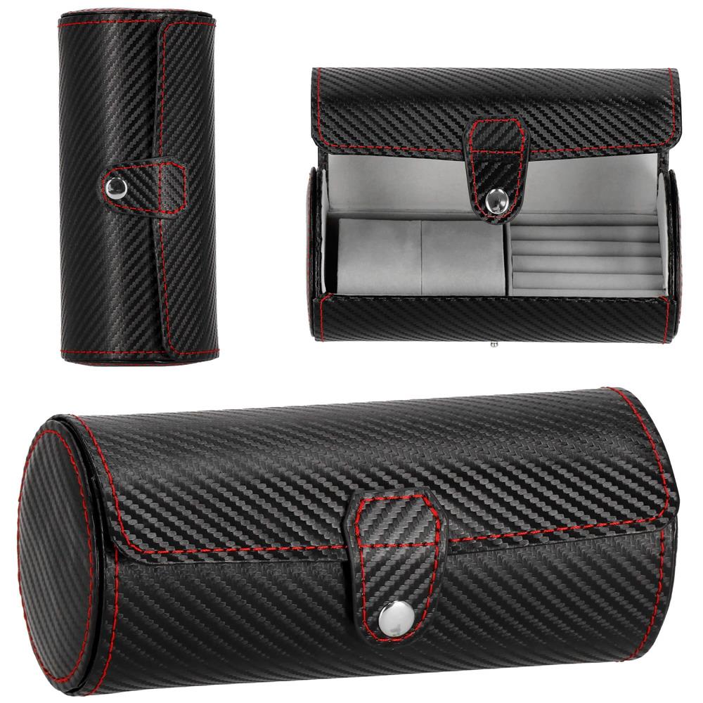 (DL) Cutie depozitare si organizare ceasuri si alte accesorii, MDF, piele ecologica, 20x9cm, negru Household NewTrend