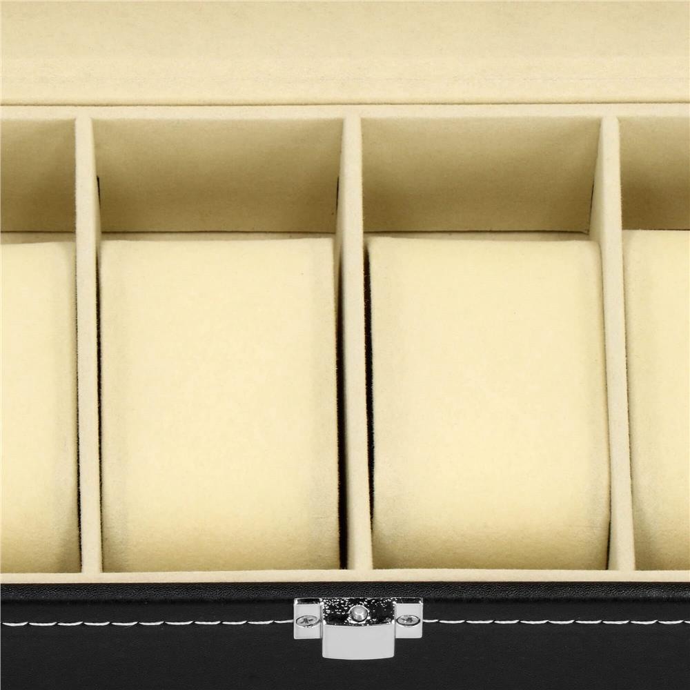 Cutie depozitare si organizare ceasuri, MDF, piele ecologica, 30x11x8cm, negru Household NewTrend