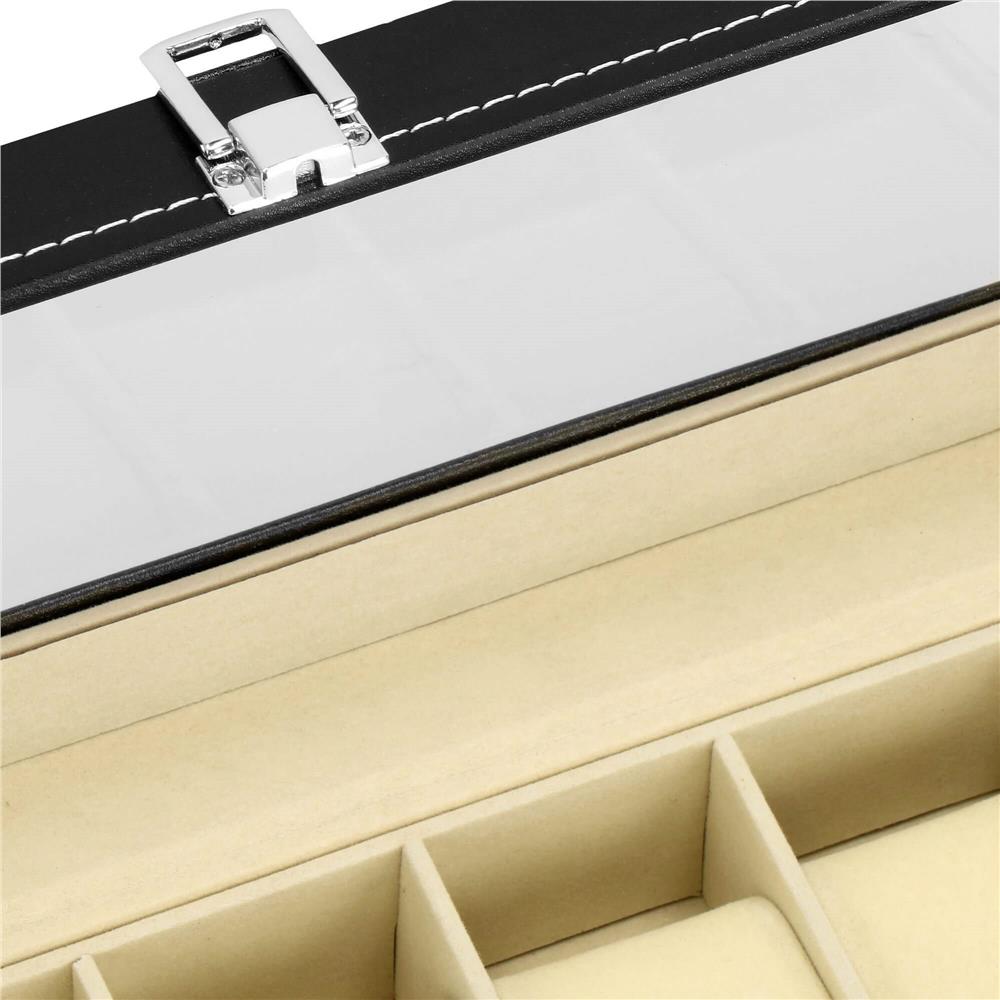 Cutie depozitare si organizare ceasuri, MDF, piele ecologica, 30x11x8cm, negru Household NewTrend