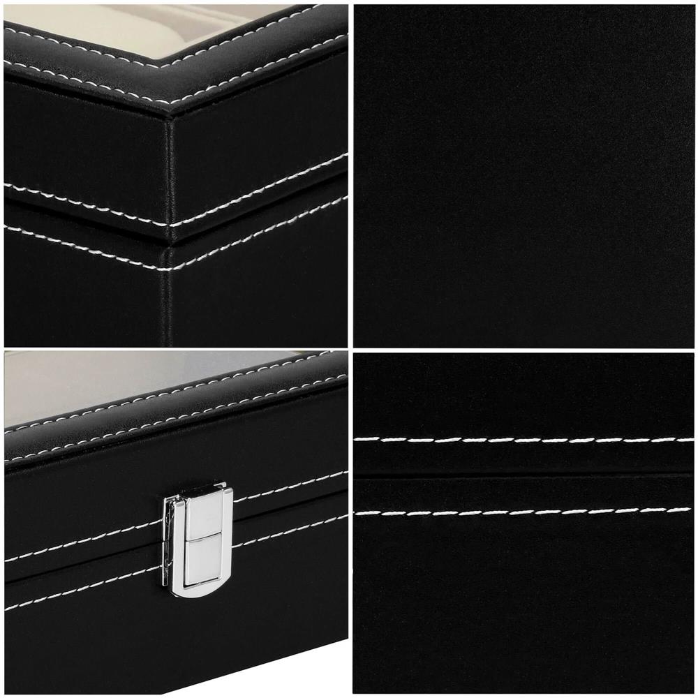 Cutie depozitare si organizare ceasuri, MDF, piele ecologica, 30x11x8cm, negru Household NewTrend