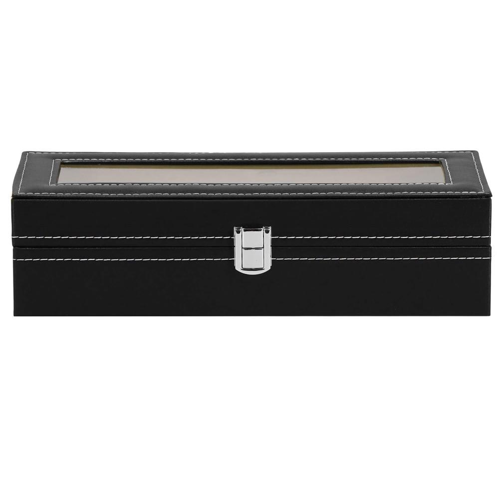 Cutie depozitare si organizare ceasuri, MDF, piele ecologica, 30x11x8cm, negru Household NewTrend