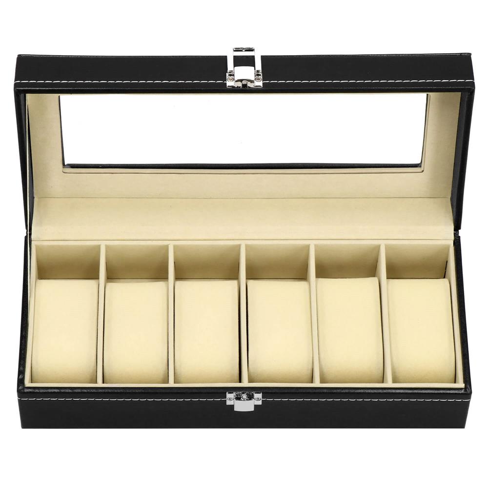 Cutie depozitare si organizare ceasuri, MDF, piele ecologica, 30x11x8cm, negru Household NewTrend
