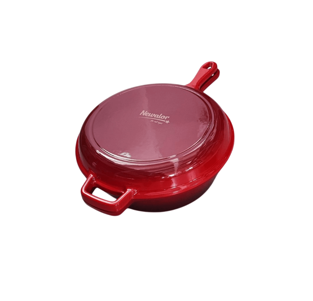 Oala dublă din fontă emailata cu mâner 2 în 1 pentru cuptor 27x10 cm Handy KitchenServ