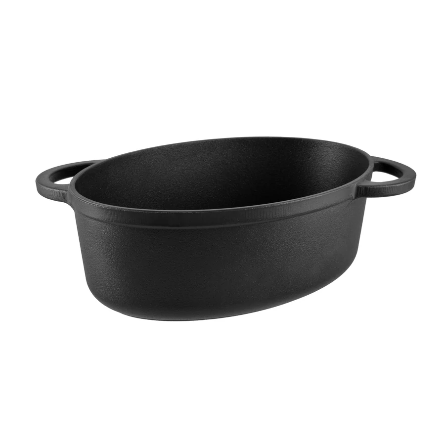 Oala ovală din fontă pentru friptură de rață 2în1 – 38*26*12 cm cu mâner Handy KitchenServ