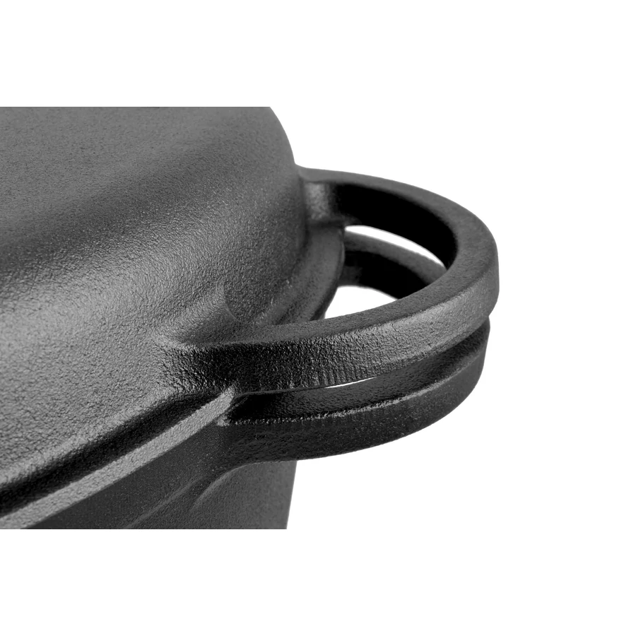 Oala ovală din fontă pentru friptură de rață 2în1 – 38*26*12 cm cu mâner Handy KitchenServ