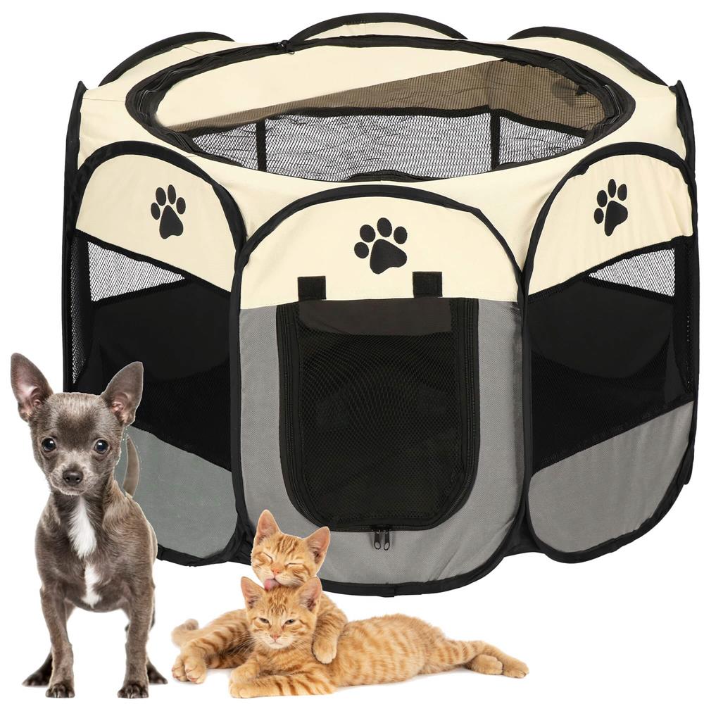 Tarc pliabil pentru animale de companie, diametru 91cm, gri crem Household NewTrend