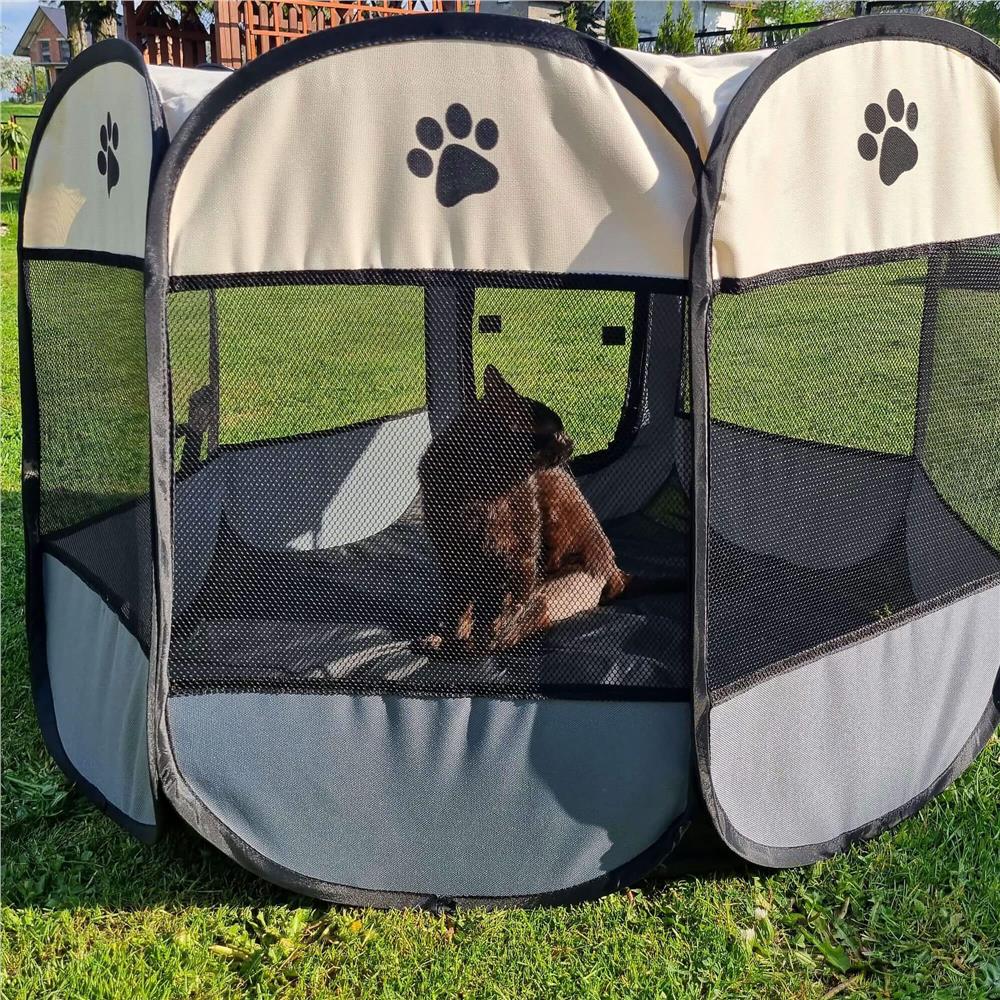 Tarc pliabil pentru animale de companie, diametru 91cm, gri crem Household NewTrend
